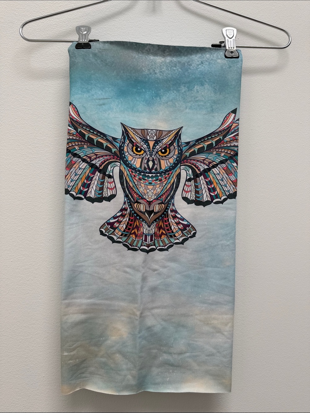 Colorful Owl Graphic Scarf - Multicolor on Teal Background